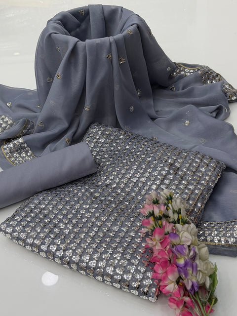 🔥 Trending Article Of Hania Amir Party Wear Sequence Work Chiffion 3 Pc Dress 👗