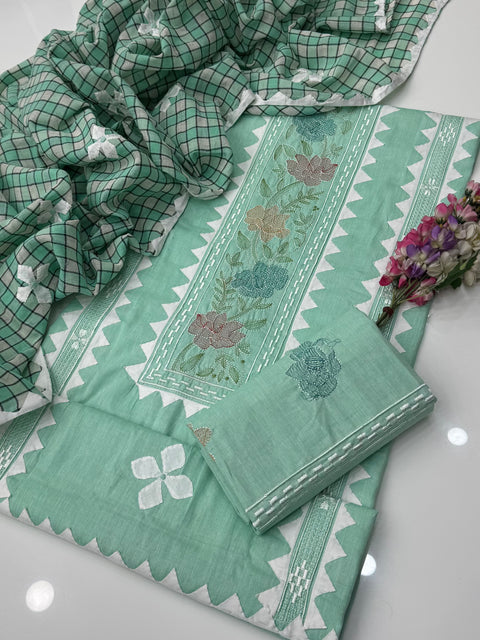 Beautiful Handmade Kacha Tanka & Tarkashi Work With Applique Ralli Work 3 Pc Dress 👗