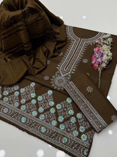 Handmade Style Chikankari Sequence Embroidery 🧵3 Pc Dress 👗