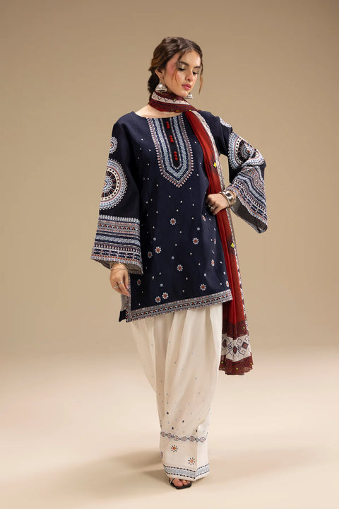 Branded Hit Codes Beautiful Boutique Style Embroidered Soft Dhanak 3 PC Dress 👗