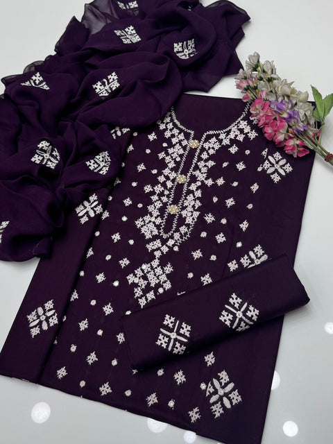 Handmade Sindhi Sheesha Embroidery 🧵 Pure Lawn 3 Pc 👗
