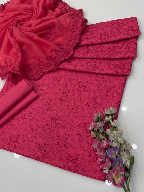 🔥 Most Demanded Article Shiffle Chikankari 🧵 Lawn 3 Pc 👗