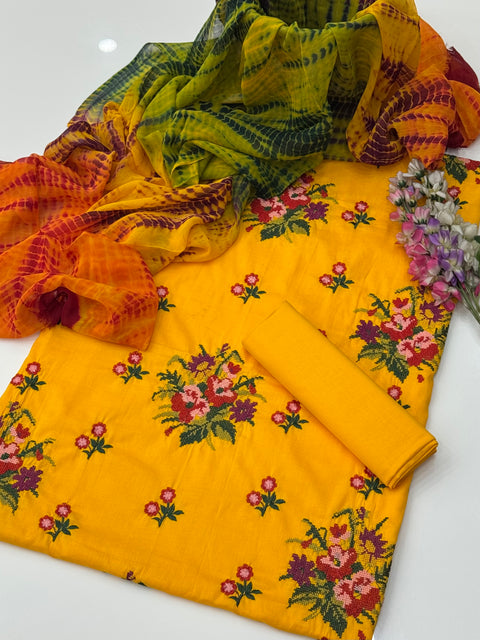 Handmade Style Cross Stitch Tanka Embroidered Lawn 3 Pc Dress 👗