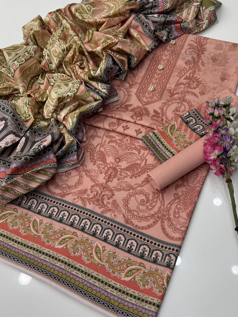 💯% ORIGINAL Mausummery Brand Digital Printed Linen 3 Pc Dress 👗