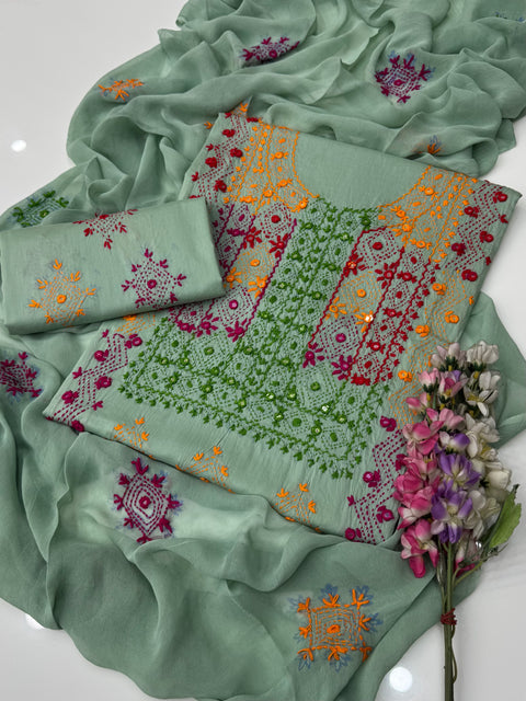 Handmade Afghani Pasham Embroidery 🧵 Lawn 3 Pc Dress 👗