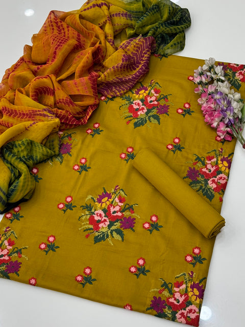 Handmade Style Cross Stitch Tanka Embroidered Lawn 3 Pc Dress 👗