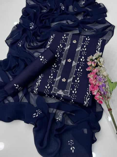 Handmade Tarkashi And Pakka Tanka Embroidery 🧵 Pure Lawn 3 Pc Dress 👗