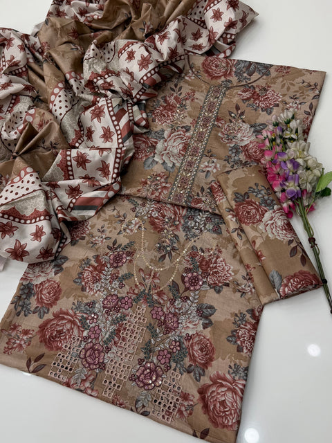 Beautiful Galla Daman Chikankari Embroidery 🧵 Lawn 3 PC Dress 👗