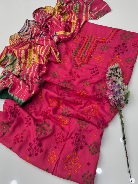 Handmade Afghani Pasham Embroidery With Sheesha Work Linen 3 Pc Dress 👗