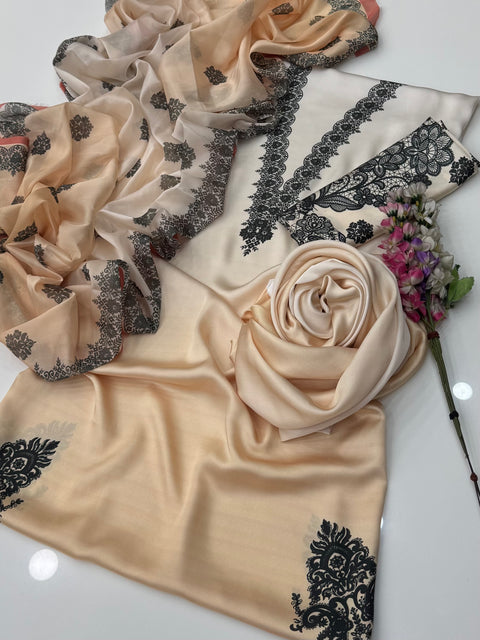 🔥 Branded Trending Printed Shamooz Silk 3 PC Dress 👗