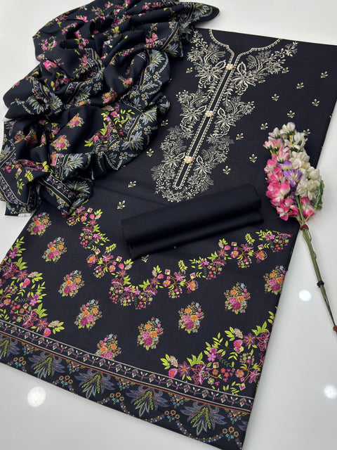 🔥 💯% Original Mausummery Brand Digital Printed Linen 3 Pc Dress 👗