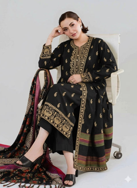 Fancy Beautiful Zaari Sequence Embroidery 🧵 Soosi Stuff 3 PC Dress 👗