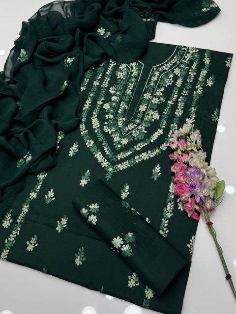 💕 Shop The Latest Styles Handmade Pakka Tanka Thread 🧵 Embroidery Lawn 3 Pc 👗