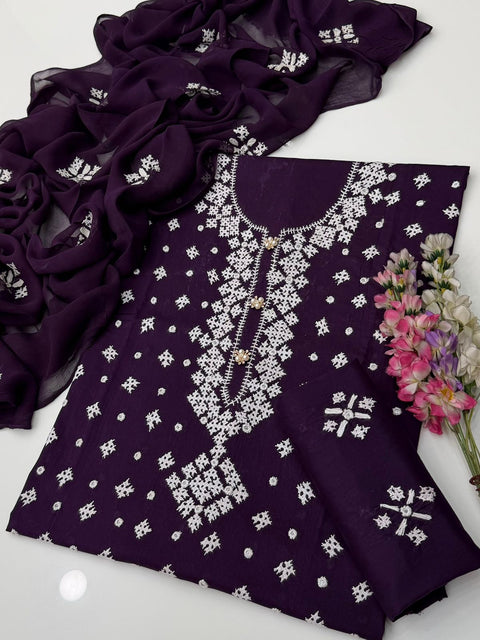 🔥 Handmade Sindhi Tanka Embroidery 🧵 With Sheesha Work Pure Lawn 3 Pc Dress 👗