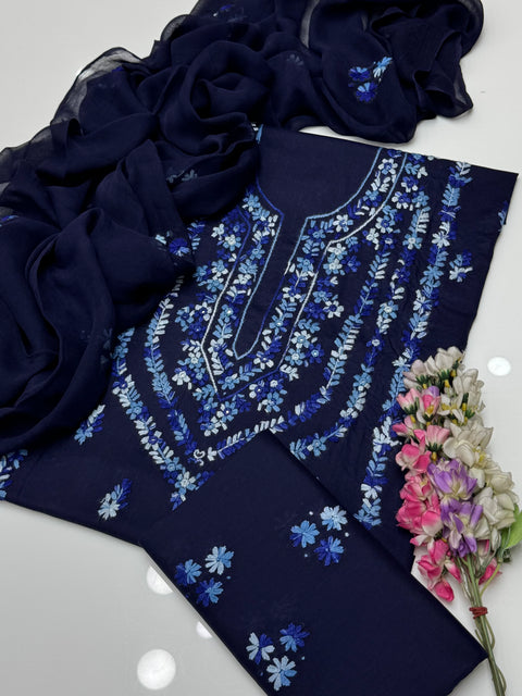💕 Shop The Latest Styles Handmade Pakka Tanka Thread 🧵 Embroidery Lawn 3 Pc 👗