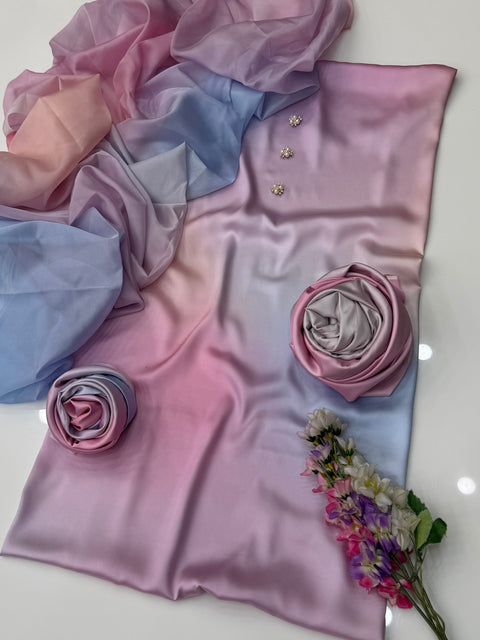 💕 Most Viral Ombré Tye N Dye Premium Shamooz Silk 3 PC 💕