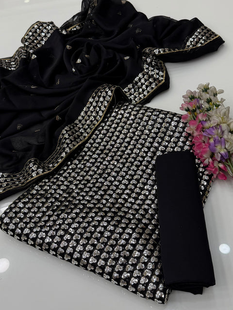 🔥 Trending Article Of Hania Amir Party Wear Sequence Work Chiffion 3 Pc Dress 👗