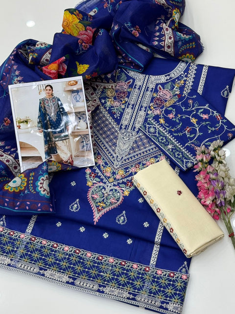 💕 Branded Luxury Pure Lawn With Embroidered Patches 3 Pc 👗