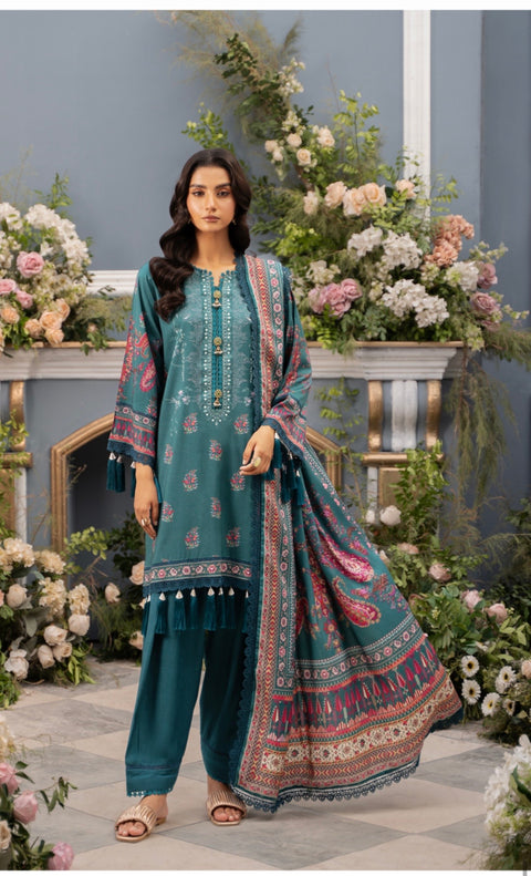 💯% Original Mausummery Brand Digital Printed Bana Dora Linen 3 Pc Dress 👗