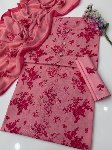 💕 ONLY 2650/-PKR CHIKANKARI LAWN 3PC Dress 💕