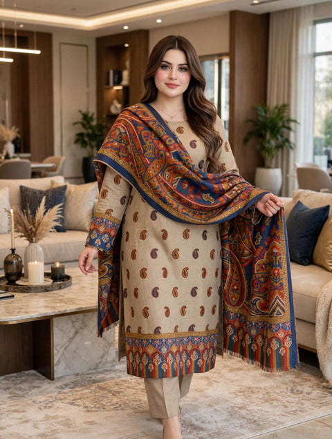 🔥 KALAMKARI PASHMINA 3PC DRESS 🔥