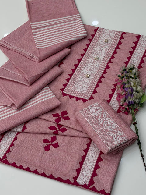 🔥 #WINTER’s Beautiful Handmade Style Cross Stitch Applique Soft Khaddar 3 Pc Dress 👗