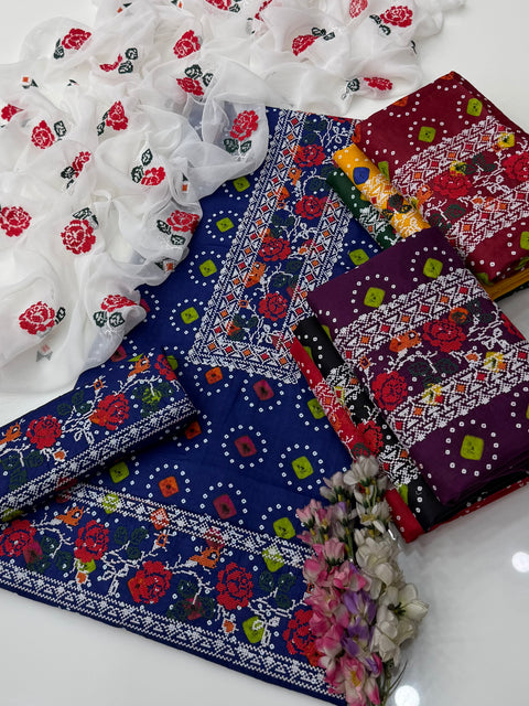 Beautiful Handmade Cross Stitch Embroidery 🧵 Chunri Print Lawn 3 PC Dress 👗