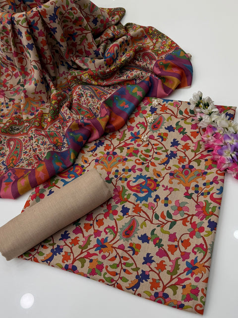 🔥KALAMKARI PASHMINA 3PC 🔥