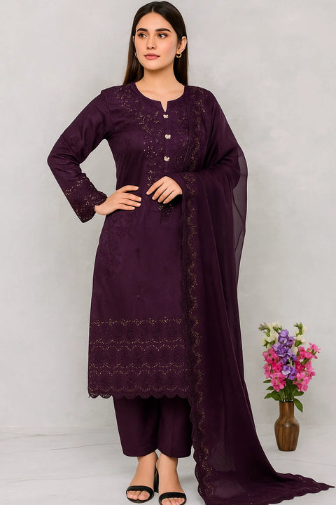 Party Wear’s Fancy Sequence Shiffile Chikankari Viscous 3 Pc 👗