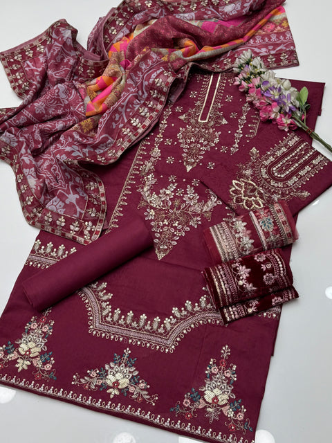 EID’s Luxury Heavy Embroidered Self Jacquard Lawn With Silk Duppata 3 Pc Dress 👗