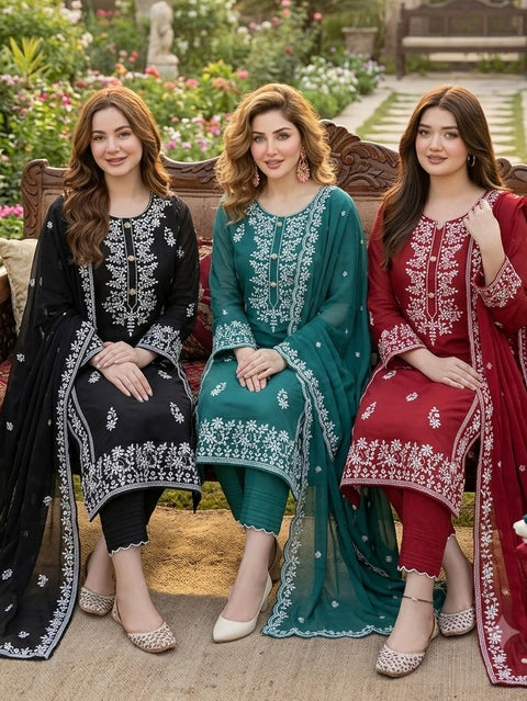 Most Beautiful & Unique Handmade Style Thread Embroidery Lawn 3 PC Dress 👗