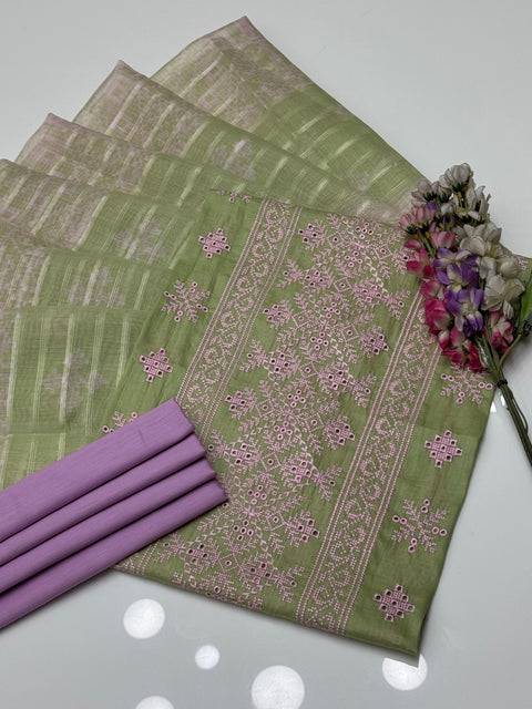 Shiffile Boring Cross Stitch Embroidery 🧵 Lawn 3 Pc  👗