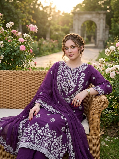 💕 Beautiful Boutique Style Fancy Computer Thread Embroidery 🧵 Lawn 3 PC Dress 👗