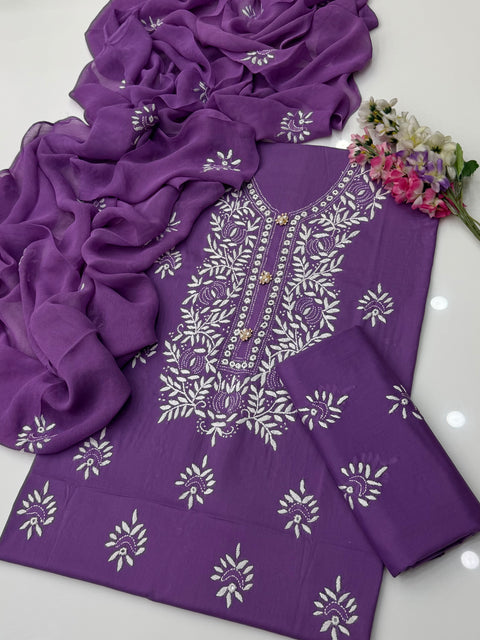 🔥 Traditional Handmade Style Pakka Sheesha Work 🧵 Pure Lawn 3PC Dress 👗
