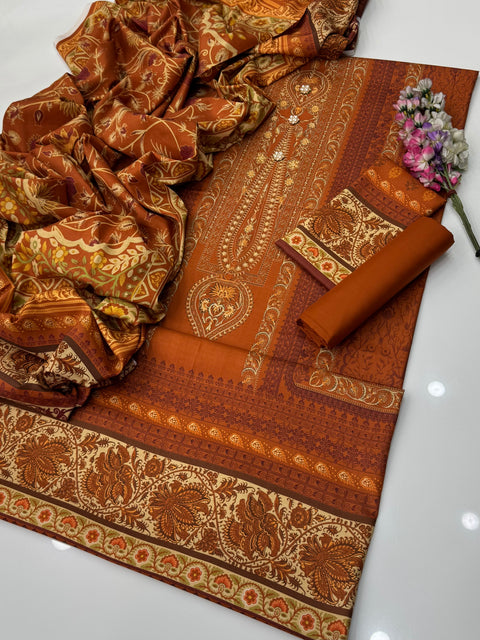 💯% ORIGINAL Mausummery Brand Digital Printed Linen 3 Pc Dress 👗