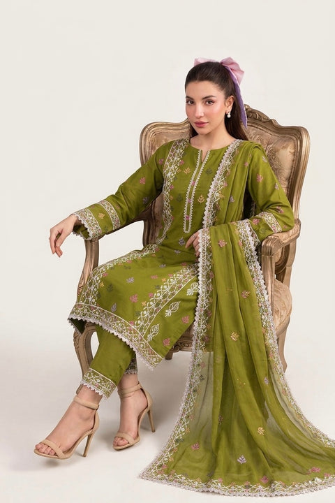 💕 Beautiful Cross Stitch Embroidery 🧵 & Sequence Work Lawn 3 Pc Dress 👗