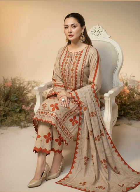 Winter’s Handmade Applique Ralli Work Soft Khaddar 3 Pc Dress 👗
