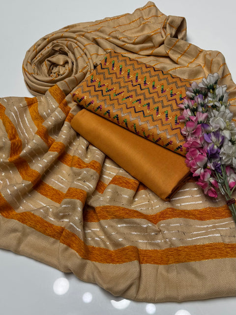 🔥#WINTER’s Beautiful & Elegant Style Dhanak Bareeze Embroidered 3 PC  👗