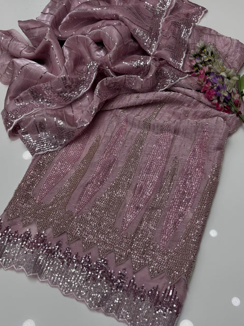 Sheesha Silk Fancy Sequence Pearls Cut Dana Heavy Work 2 Pcs Dress