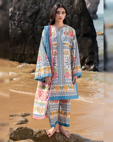 💕 Branded Digital Printed Superior Quality Shamooz Silk  3 PC Dress 👗