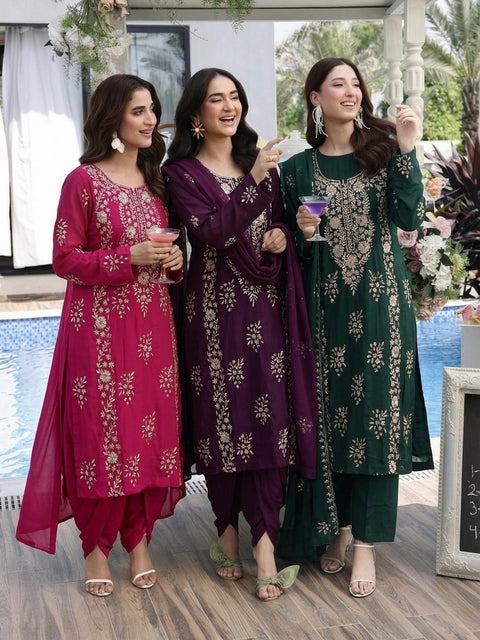 💕 Handmade Traditional Goota Work Embroidery 🧵 Pure Lawn 3 PC Dress 👗