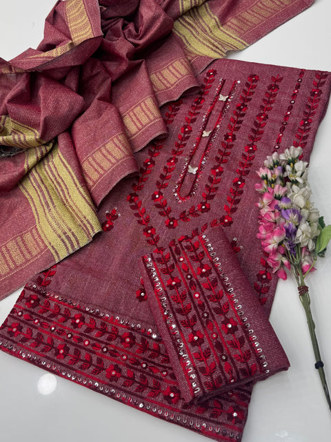 💕  #WINTER’s Beautiful Handmade Style Embroidery 🧵3 PC Dress