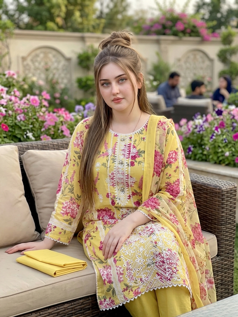🔥 ONLY 2650/-PKR #CHIKANKARI LAWN 3 PC 🔥