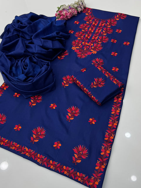 🔥 Beautiful Multi Parsi Tanka Handmade Style Embroidery 🧵 Dhanak 3 Pc Dress 👗