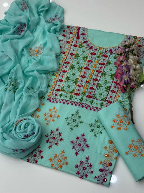Handmade Afghani Pasham Embroidery 🧵 Lawn 3 Pc Dress 👗