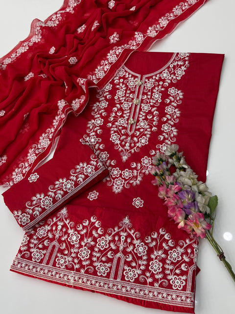 💕 Beautiful Boutique Style Fancy Computer Thread Embroidery 🧵 Lawn 3 PC Dress 👗