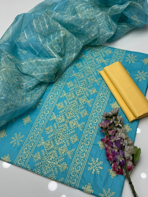 Shiffile Boring Cross Stitch Embroidery 🧵 Lawn 3 Pc  👗