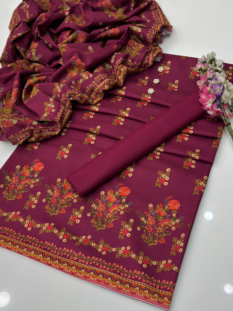 🔥 💯% Original Mausummery Brand Digital Printed Linen 3 Pc Dress 👗