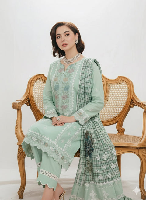 Beautiful Handmade Kacha Tanka & Tarkashi Work With Applique Ralli Work 3 Pc Dress 👗