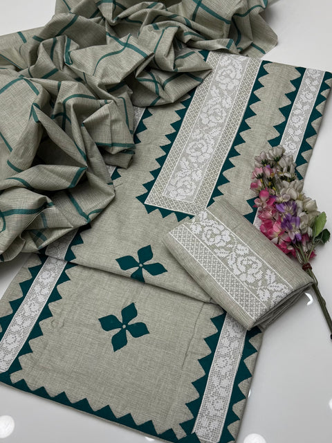 🔥 WINTER’s Beautiful Handmade Cross Stitch Tanka With Applique Ralli Work 3 Pc Dress 👗